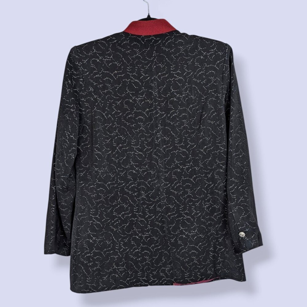 Black & Red Metallic Buttoned Jacket - Picture 9 of 9